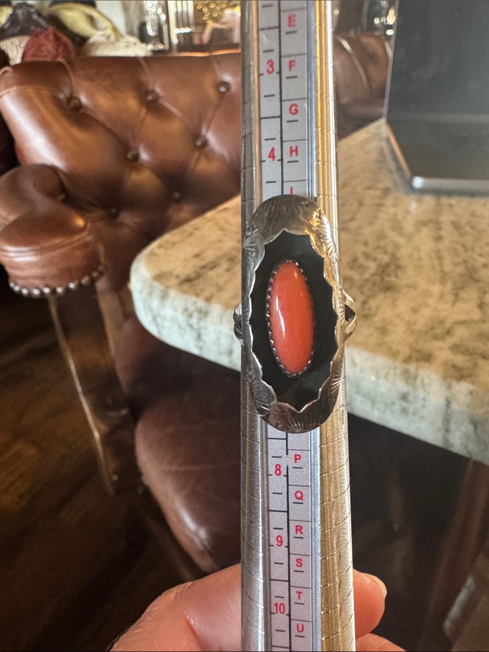 Vintage Orange Stone Silver Ring